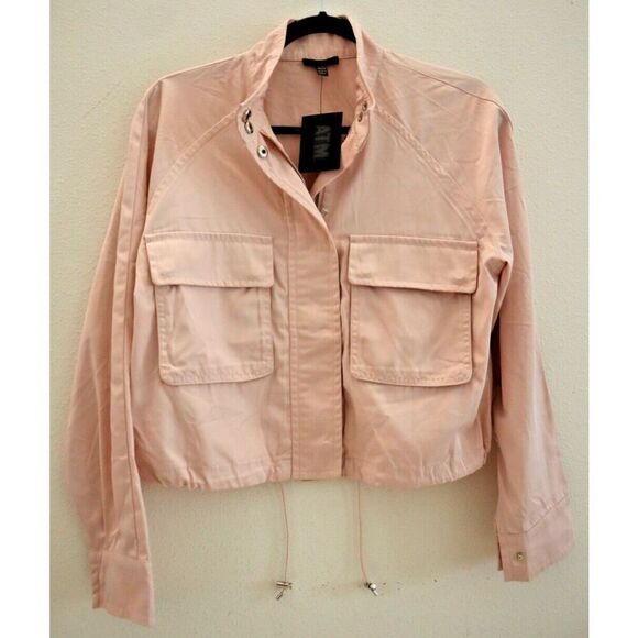 ATM AW5961-MB Women's Sz XS Oyster Pink Patch Pocket Cargo Jacket - Picture 1 of 14